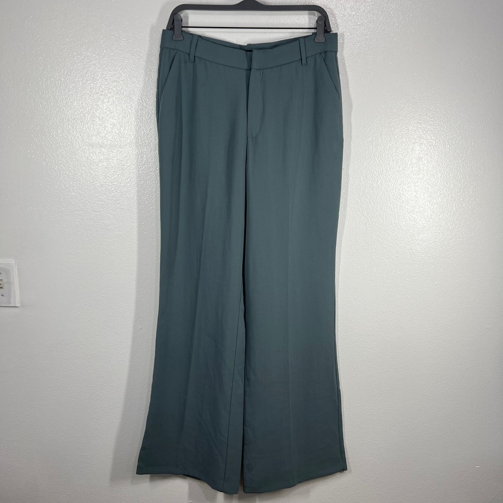 Zara Wide Leg Trousers High Waist Flowy‎ Palazzo Pant Career Sage Green Large